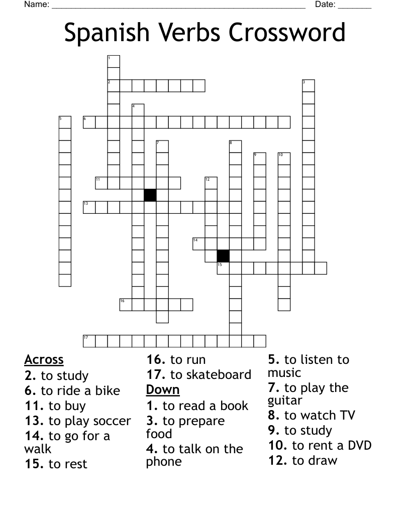 Spanish Verbs Crossword