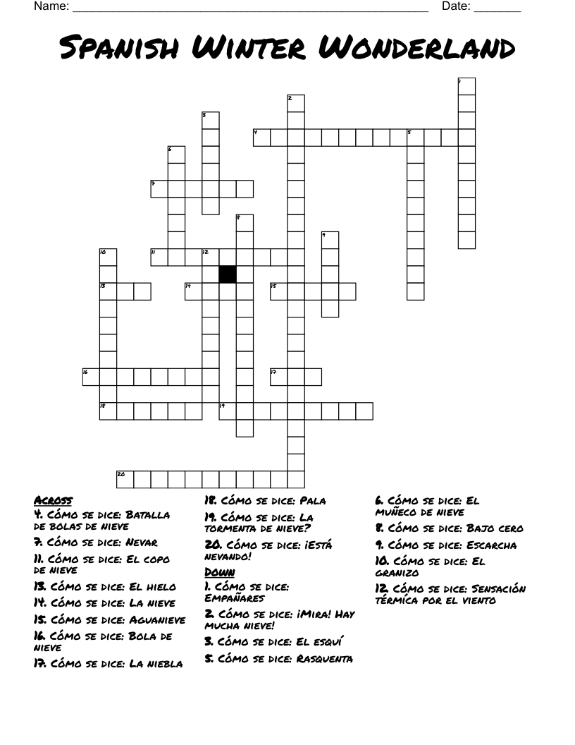 Spanish Winter Wonderland Crossword