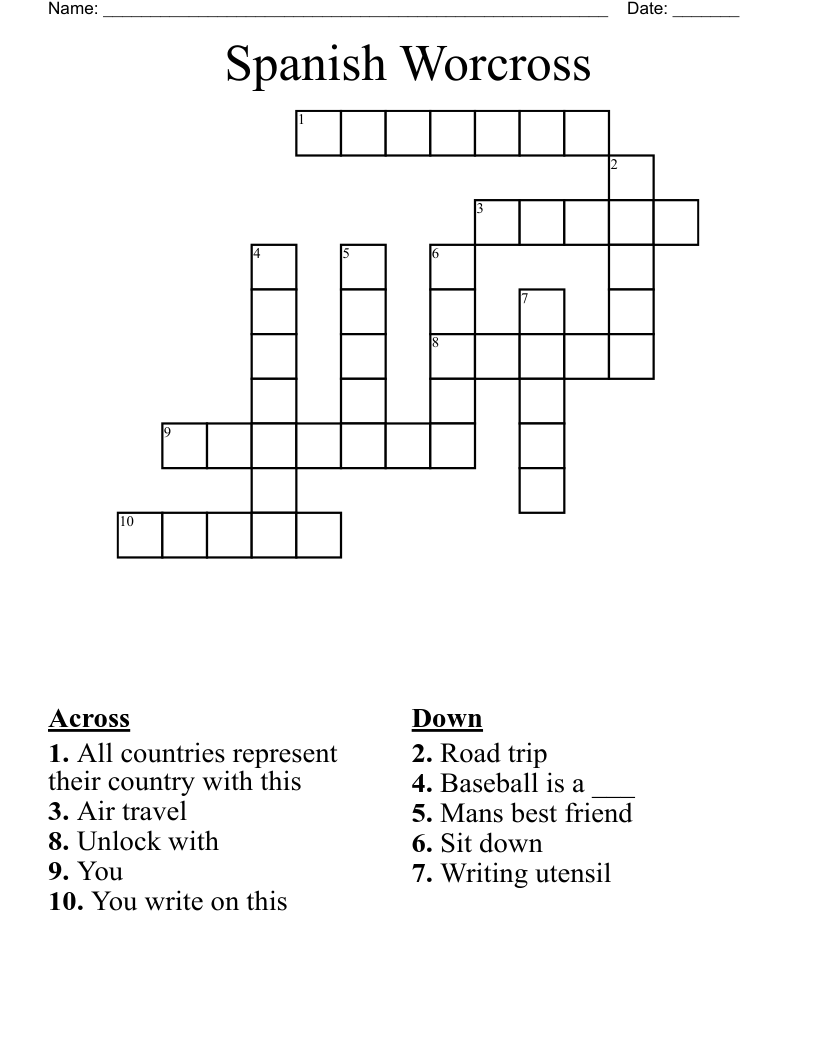Spanish Worcross Crossword