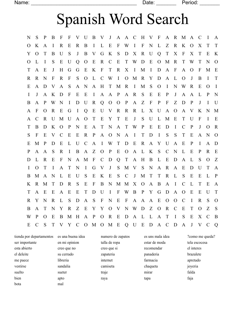 Spanish Word Search