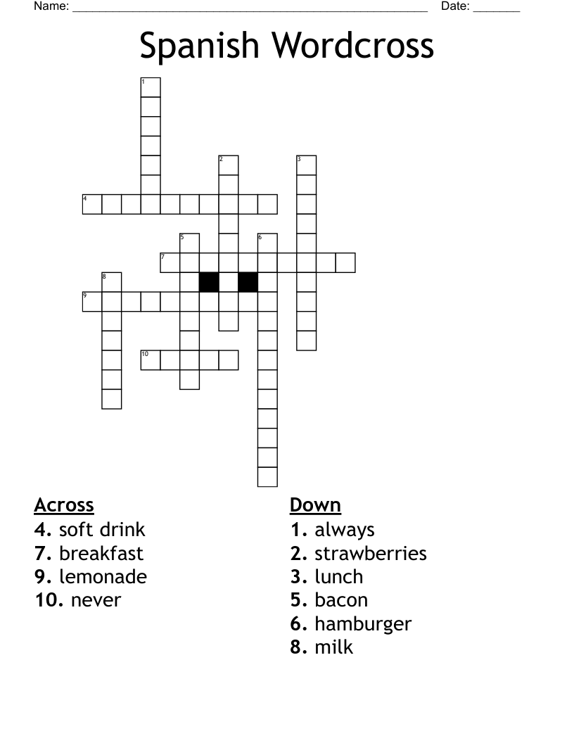 Spanish Wordcross Crossword