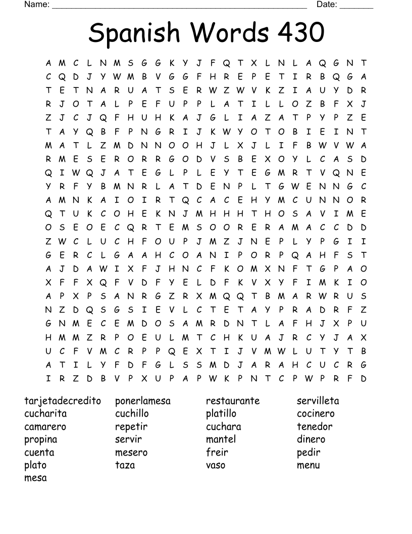 Spanish Words 430 Word Search
