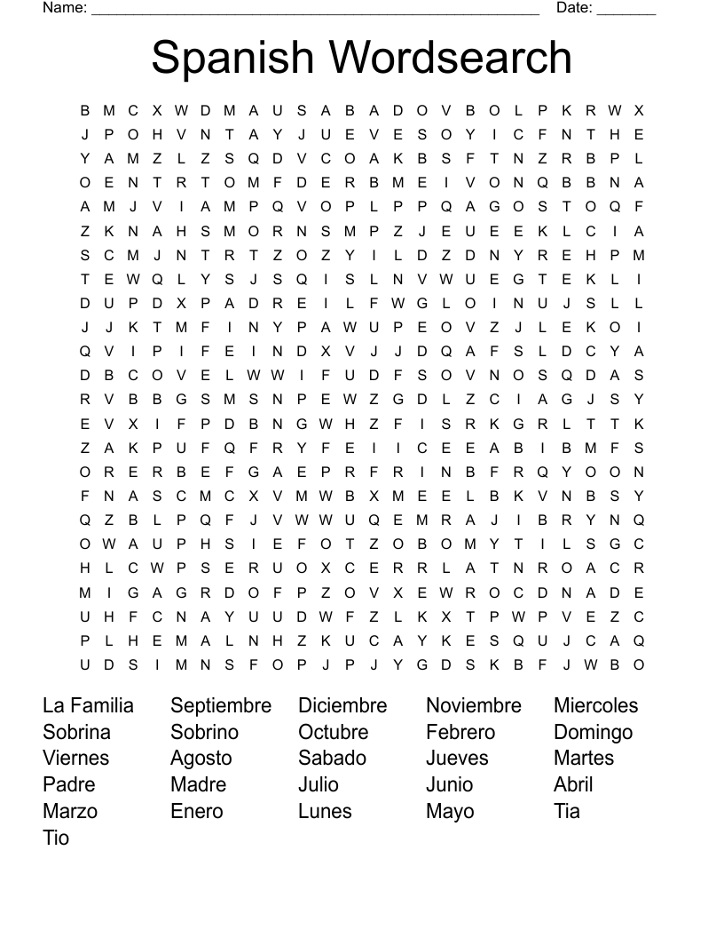 Spanish Wordsearch