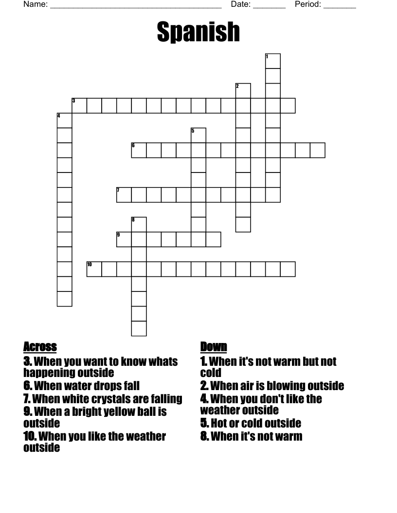 Spanish  Crossword