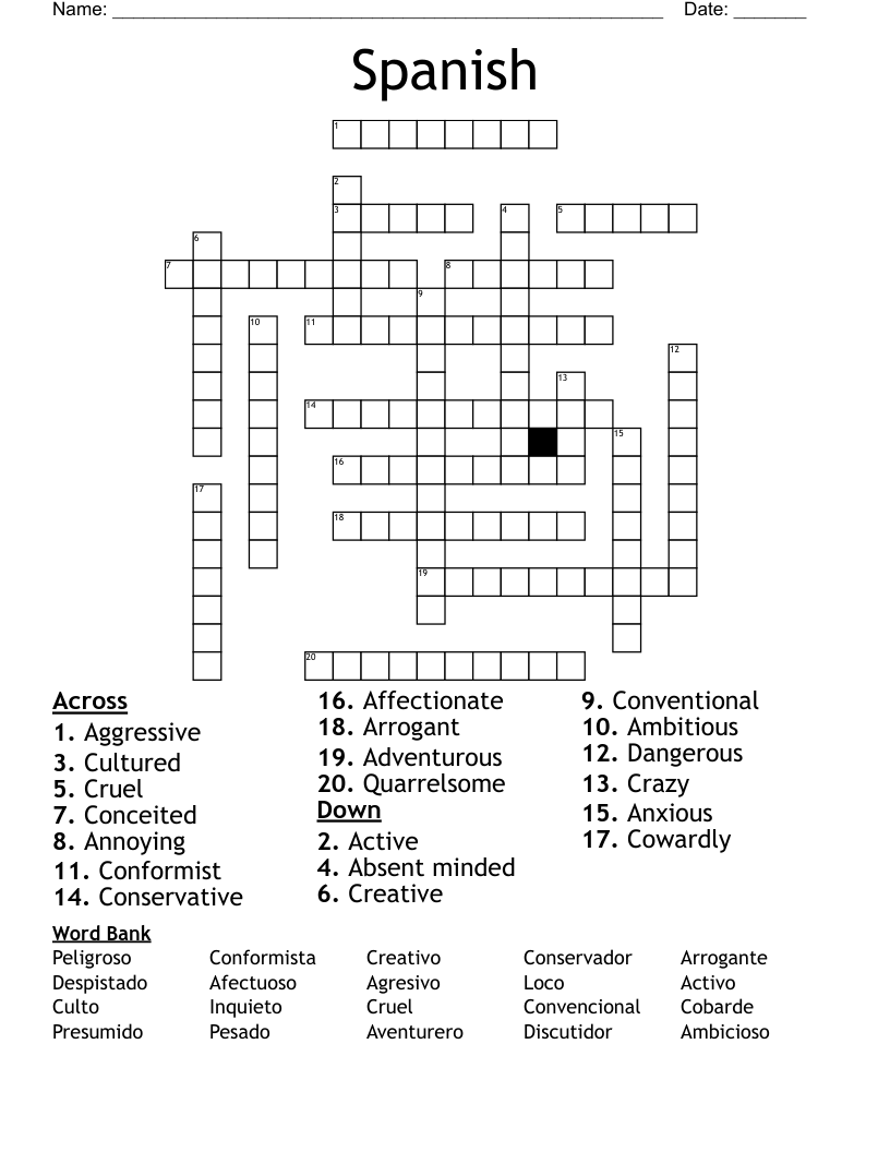 Spanish  Crossword