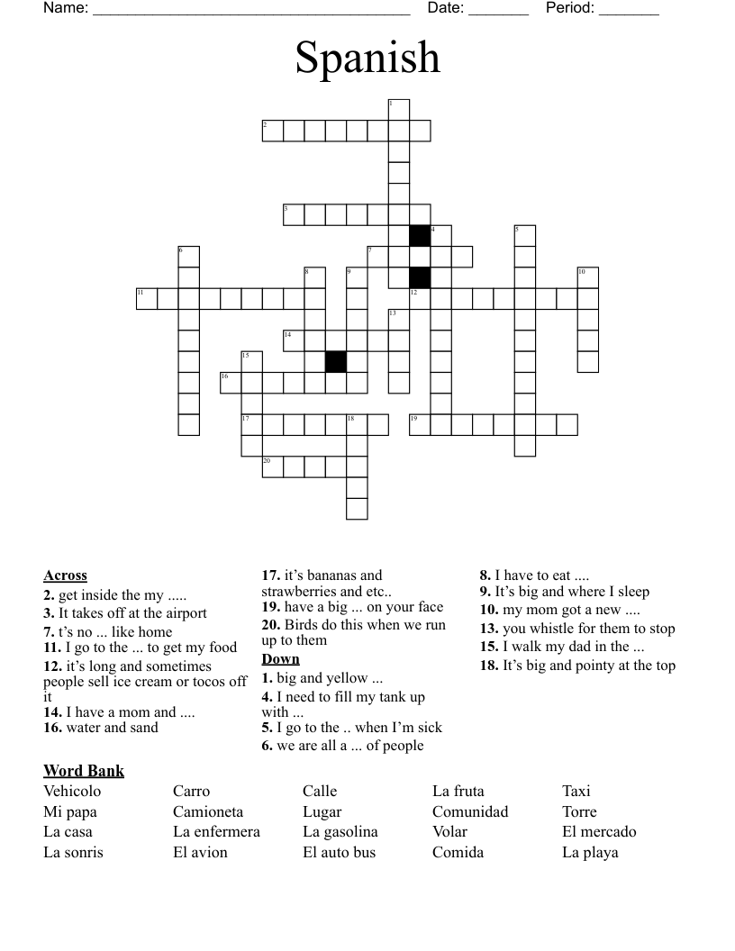 Spanish  Crossword