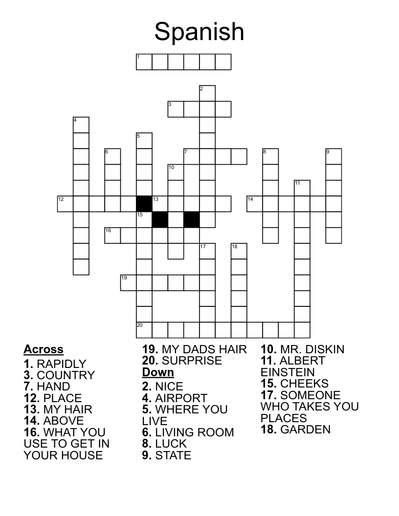 Spanish  Crossword
