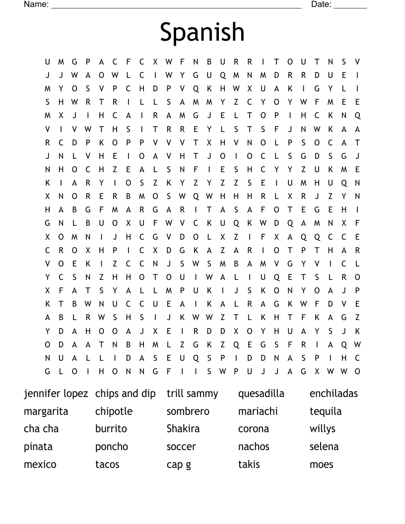 Spanish  Word Search