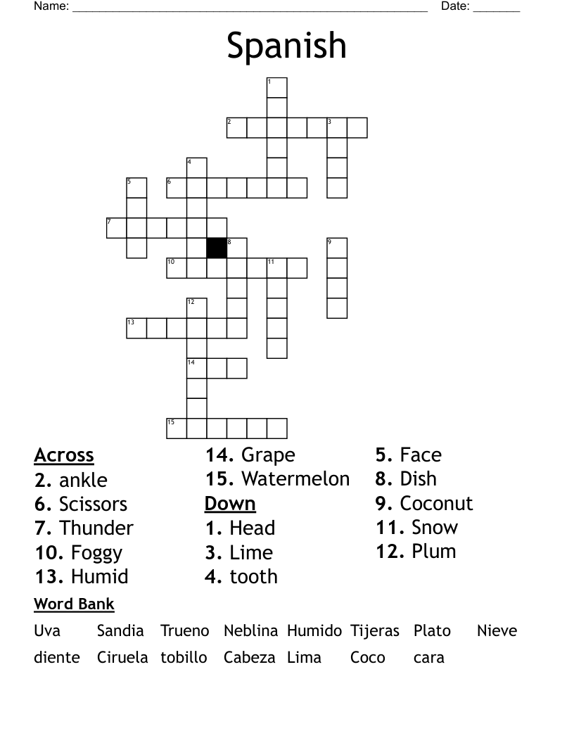 Spanish  Crossword