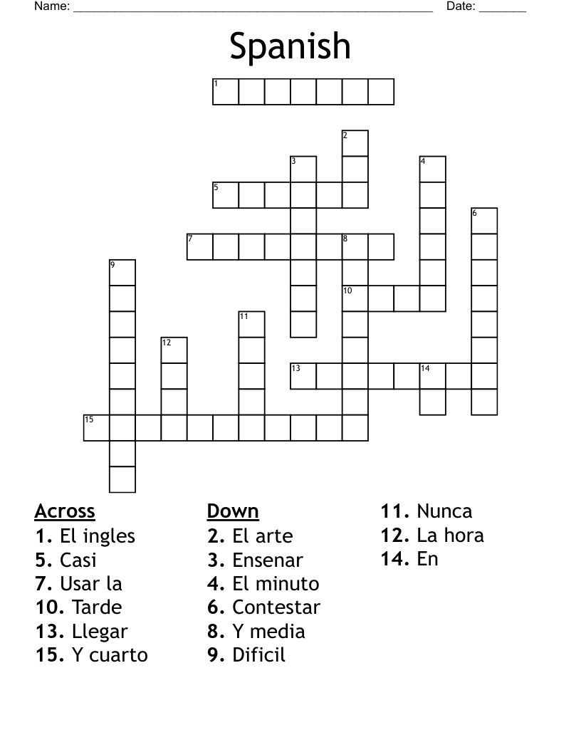 Spanish  Crossword