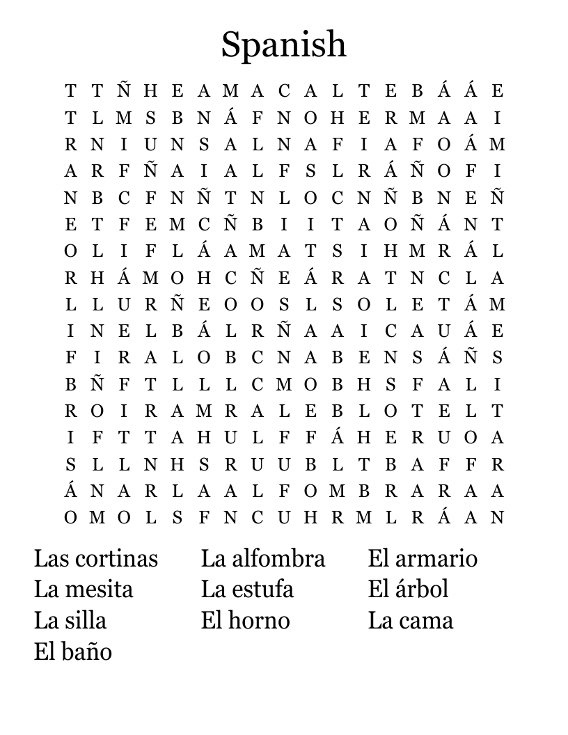 Spanish  Word Search