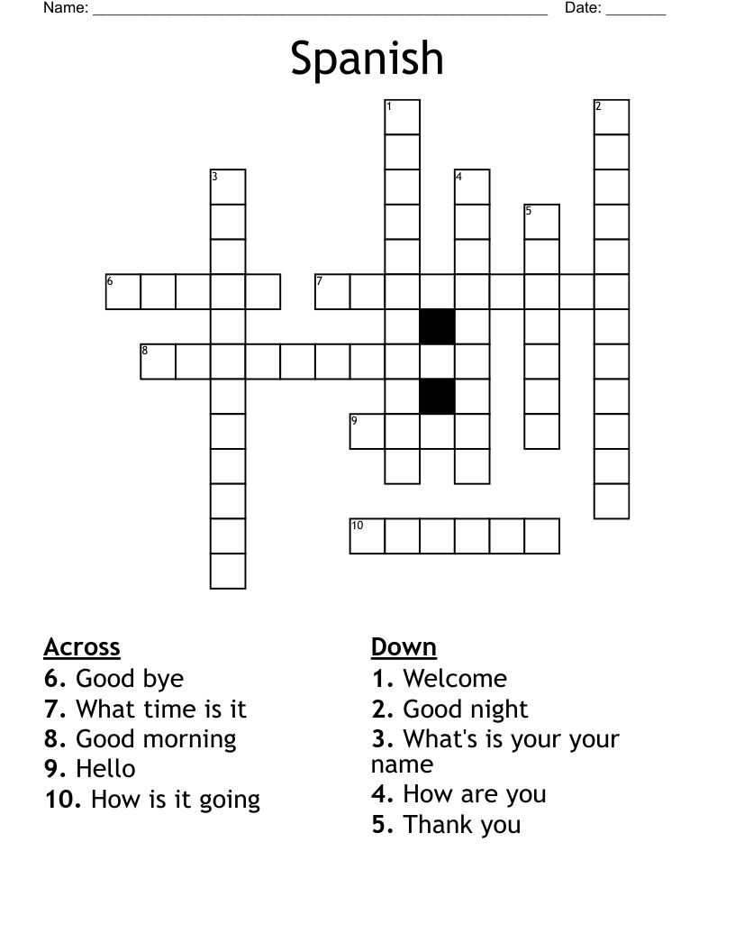 Spanish  Crossword