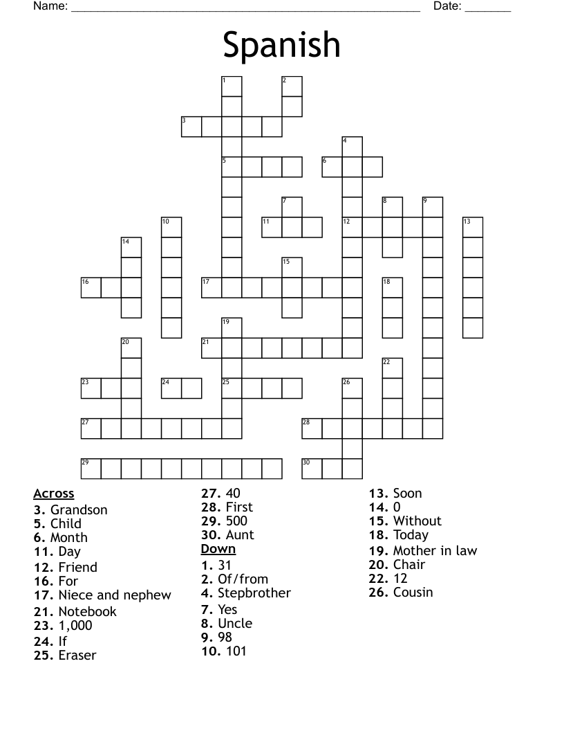 Spanish  Crossword