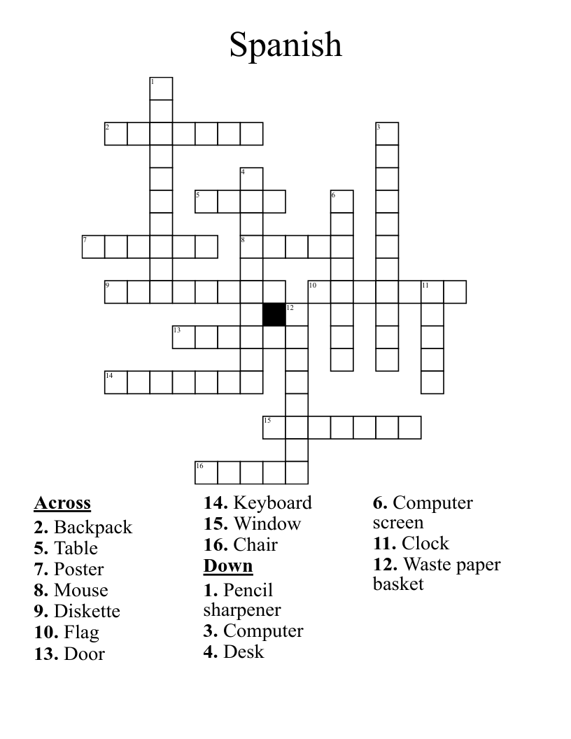 Spanish  Crossword