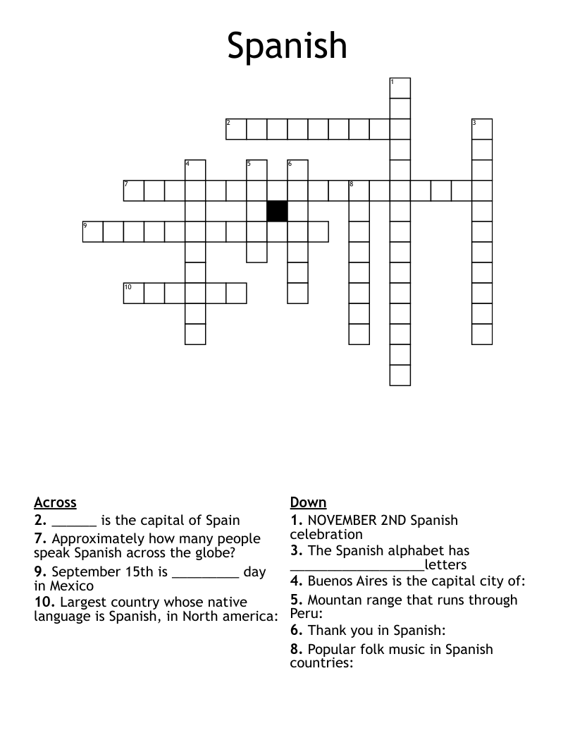 Spanish  Crossword
