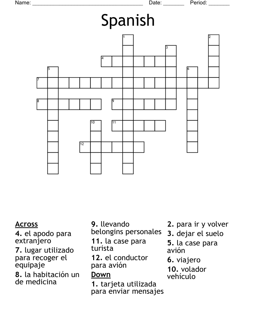 Spanish  Crossword