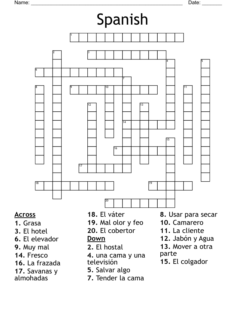 Spanish  Crossword