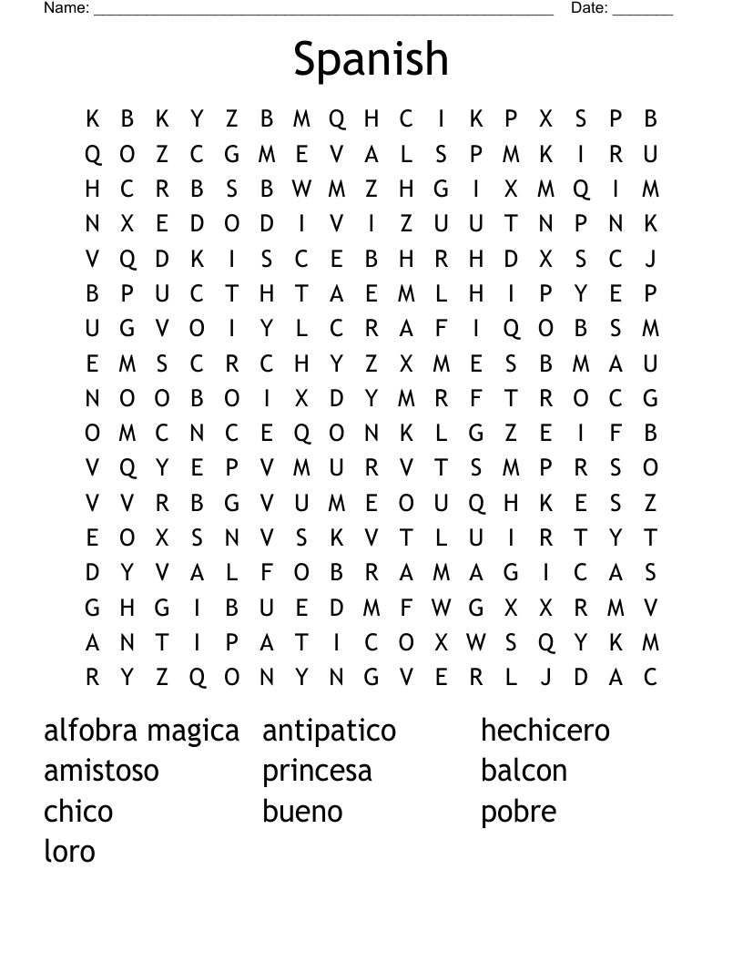 Spanish  Word Search