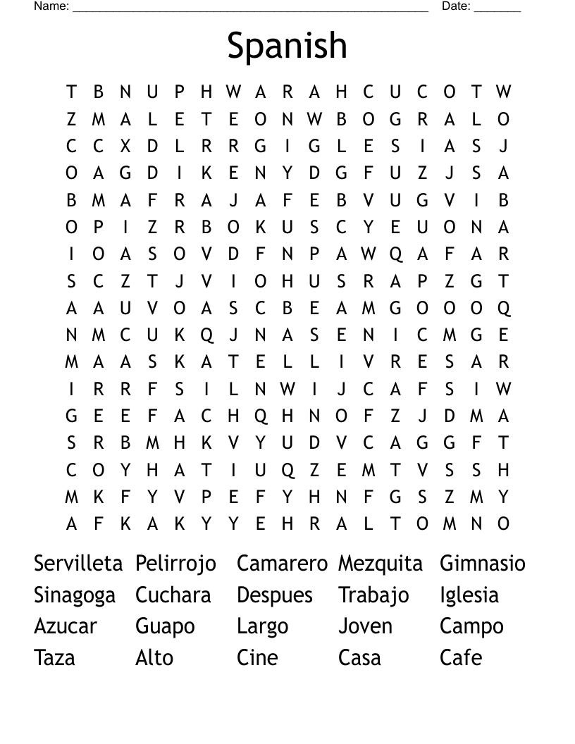 Spanish  Word Search