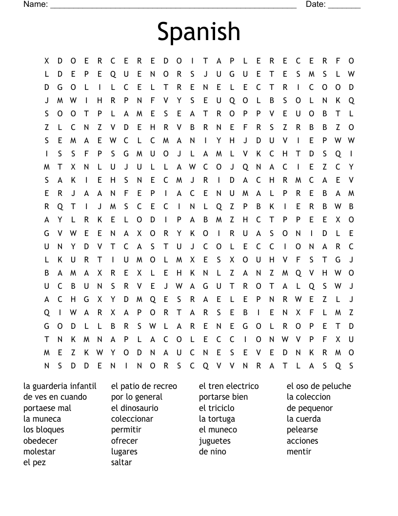 Spanish  Word Search
