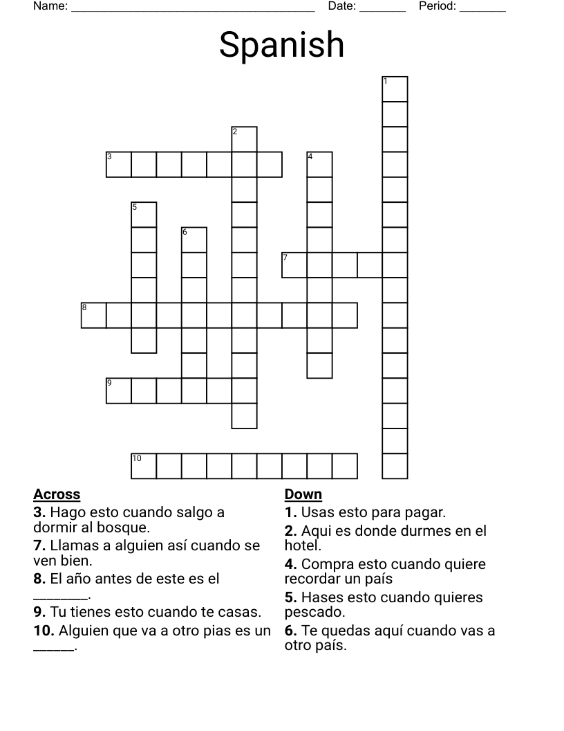 Spanish  Crossword