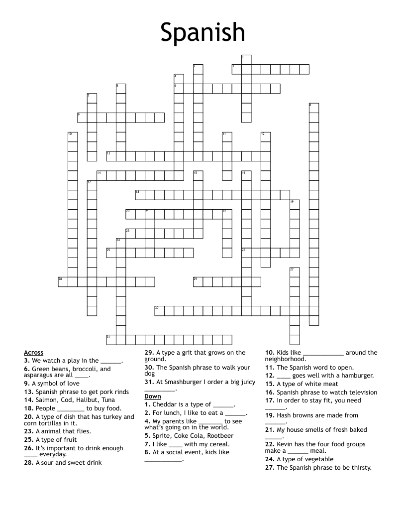 Spanish  Crossword