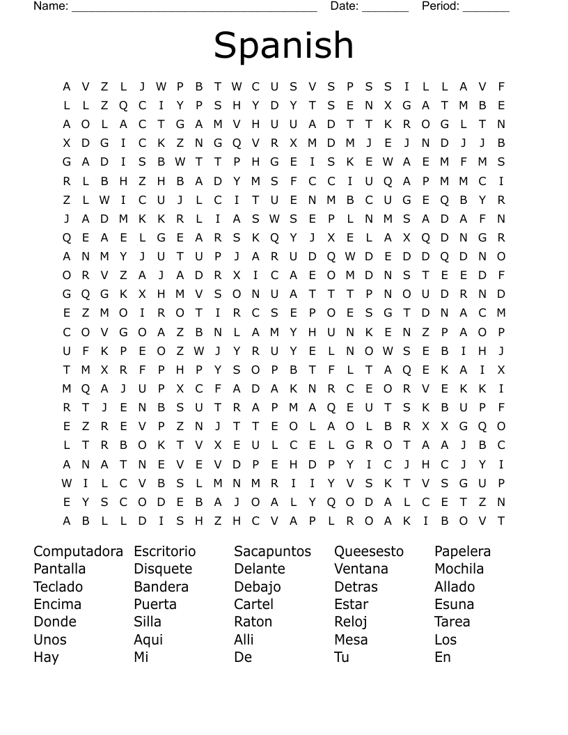 Spanish  Word Search
