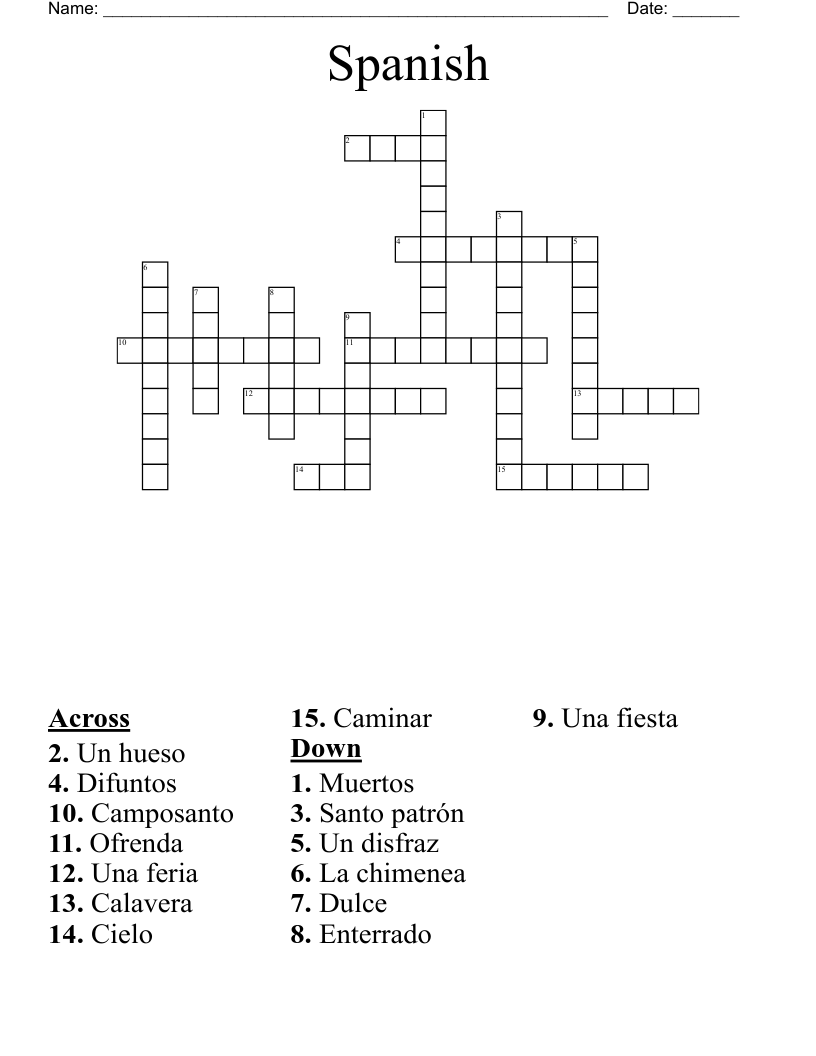 Spanish  Crossword