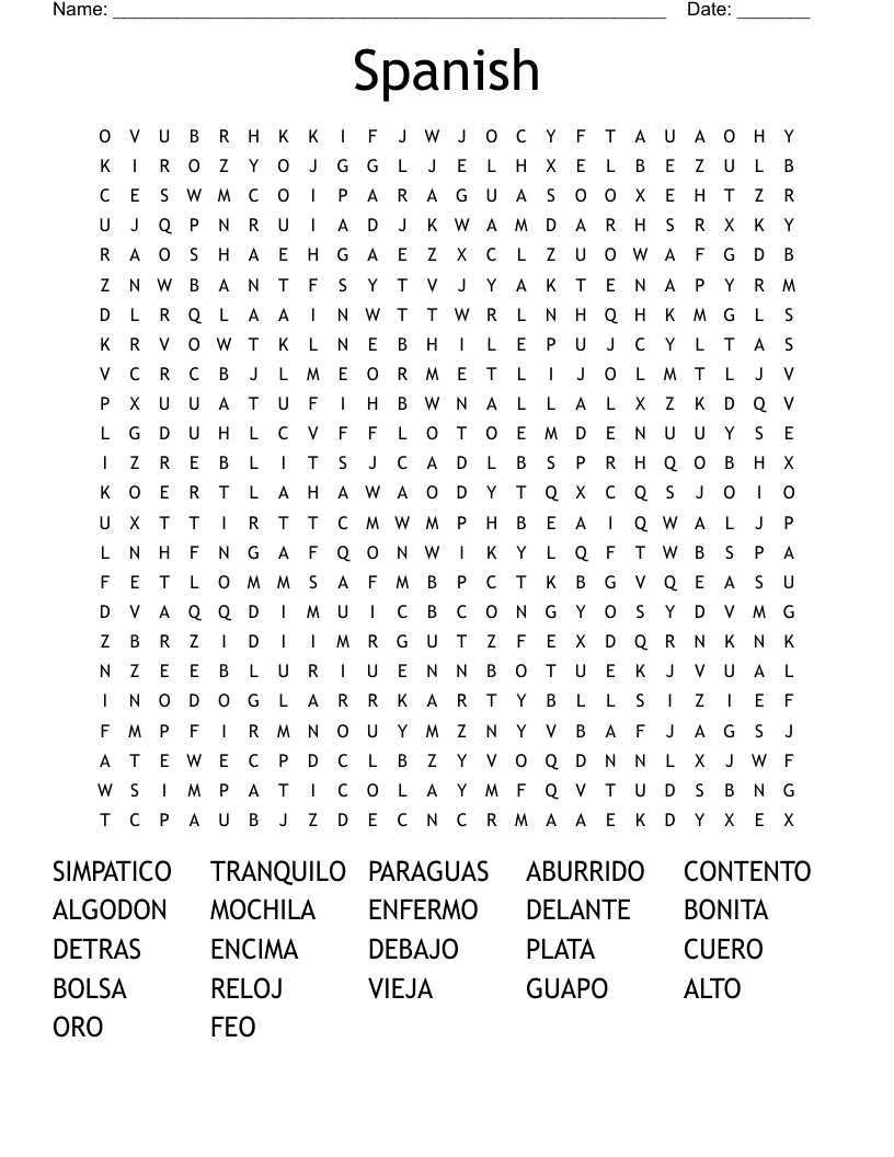 Spanish  Word Search