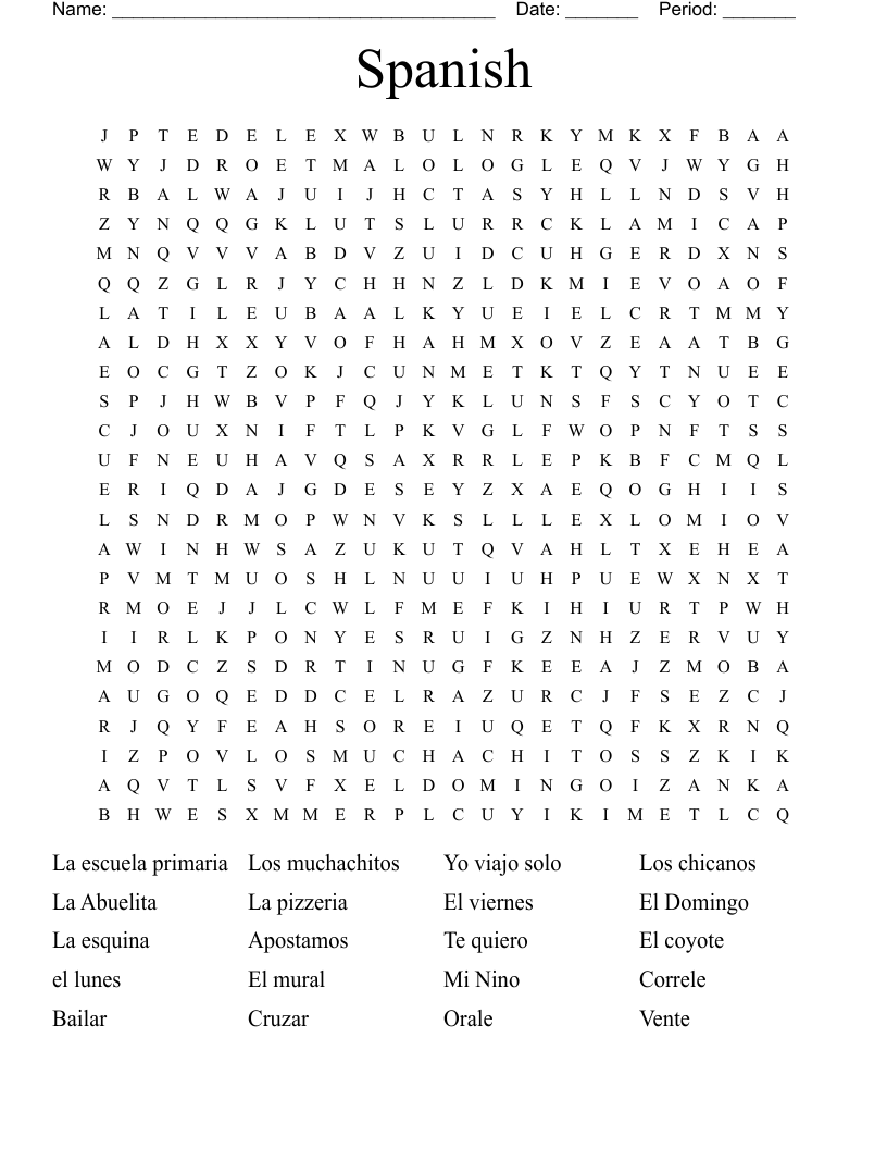 Spanish  Word Search