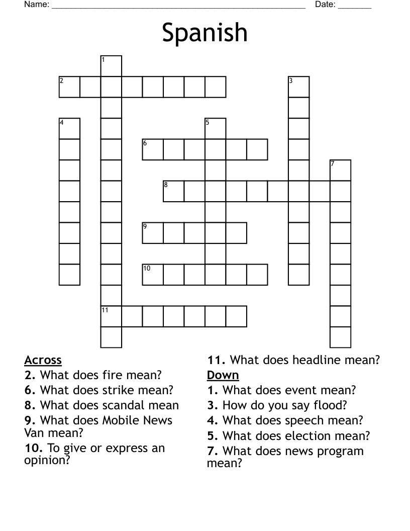 Spanish  Crossword
