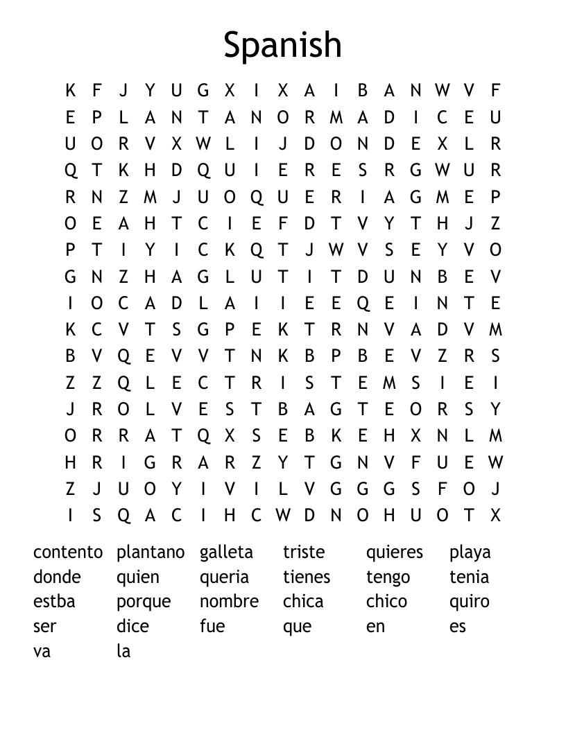Spanish  Word Search