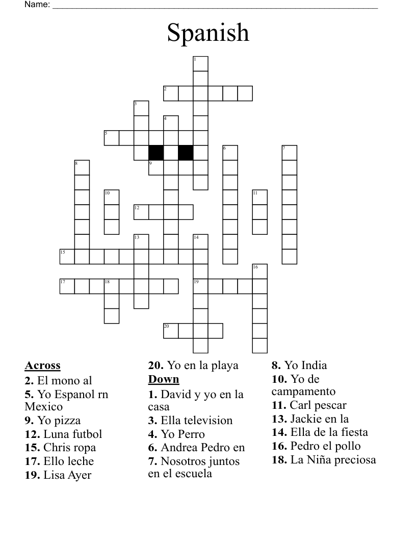 Spanish  Crossword