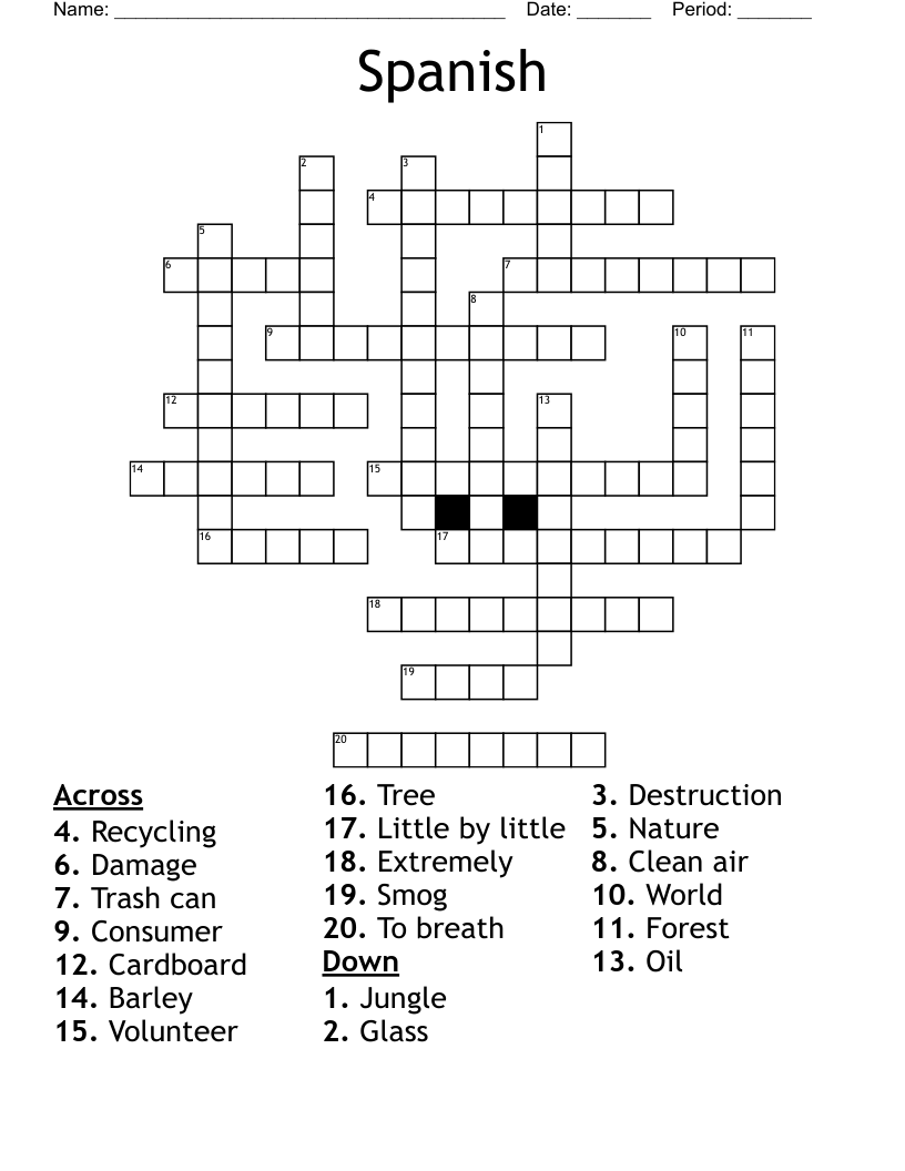 Spanish  Crossword