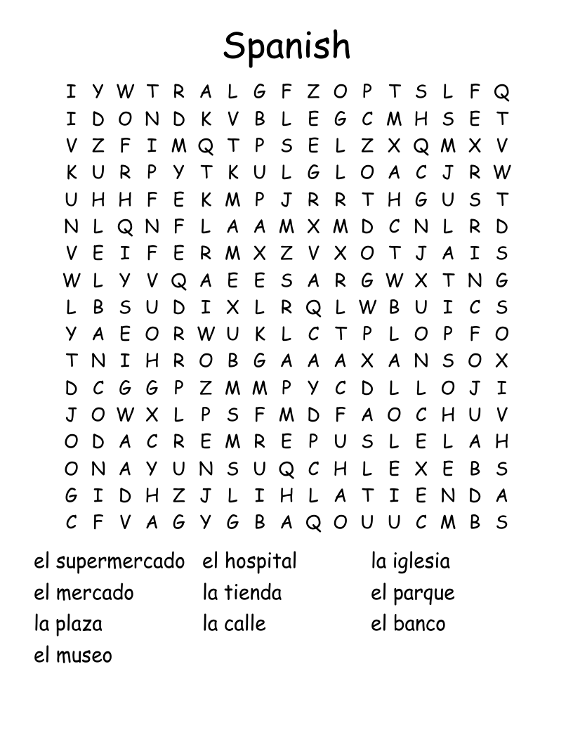 Spanish  Word Search