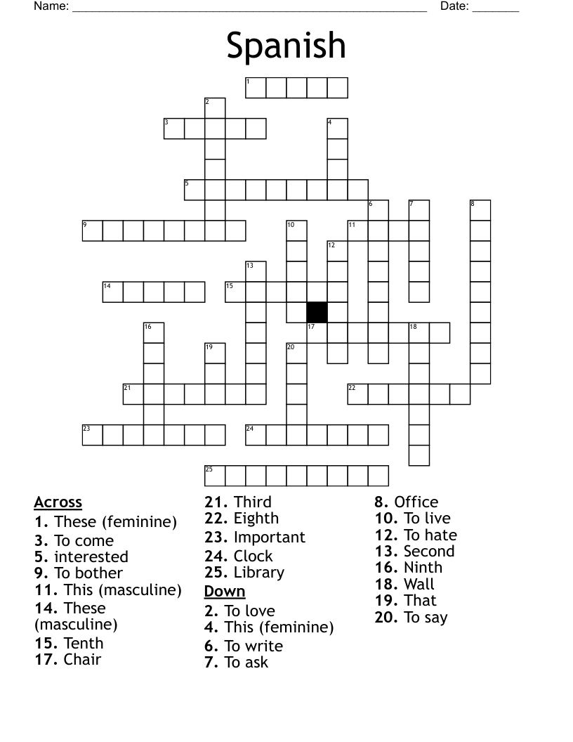 Spanish  Crossword