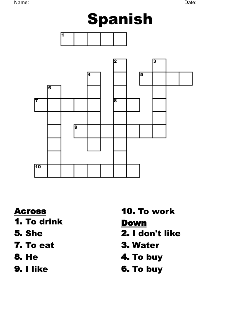 Spanish  Crossword