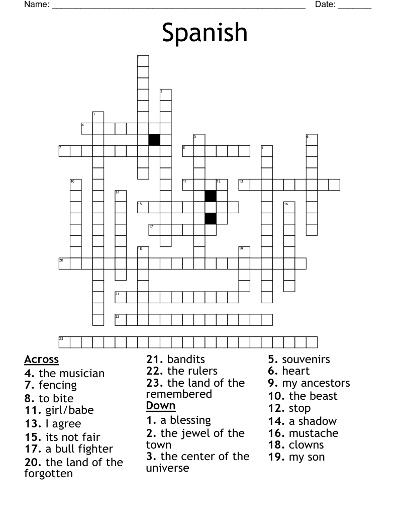 Spanish  Crossword