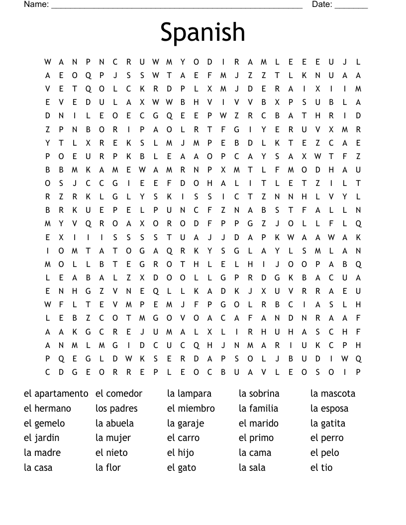 Spanish  Word Search