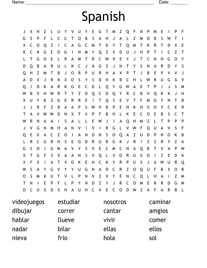 Spanish  Word Search
