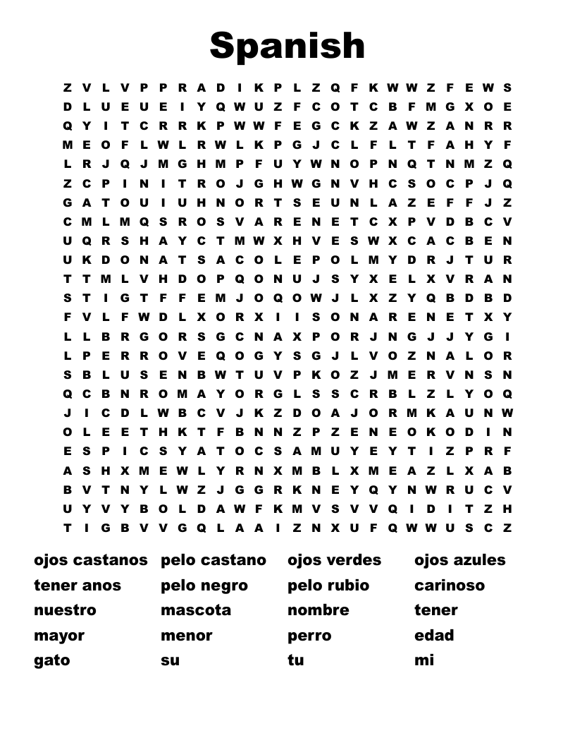Spanish  Word Search