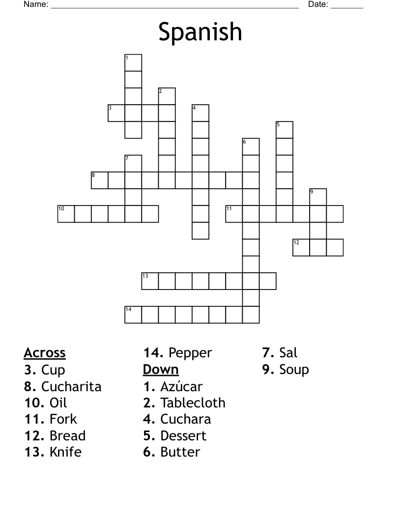 Spanish  Crossword
