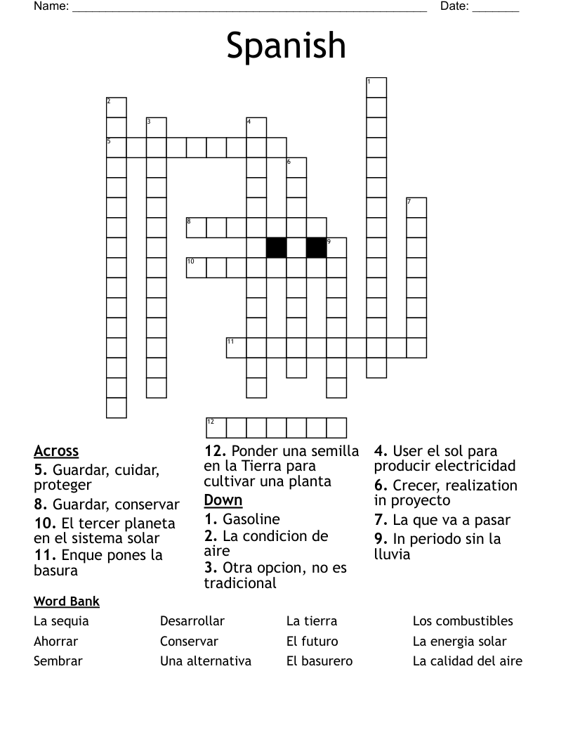 Spanish  Crossword