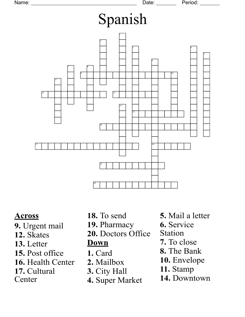 Spanish  Crossword