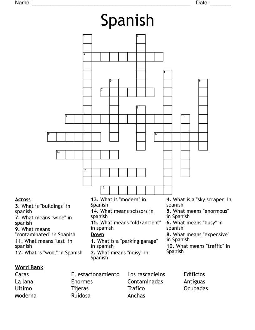 Spanish  Crossword