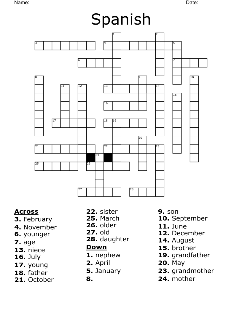 Spanish  Crossword