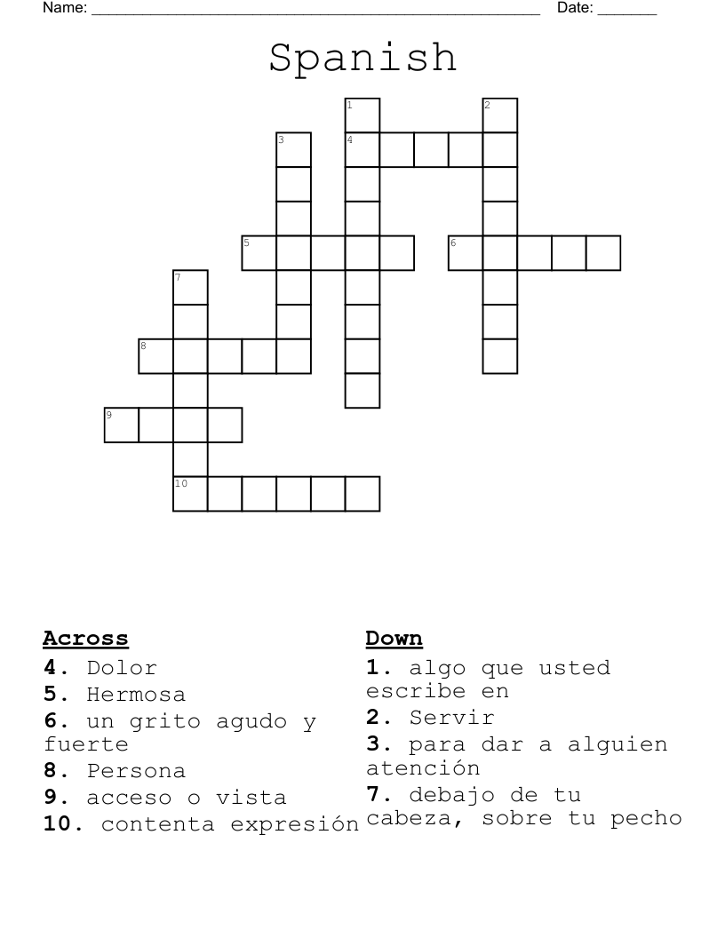 Spanish  Crossword