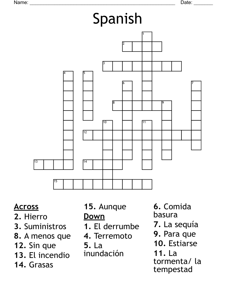 Spanish  Crossword