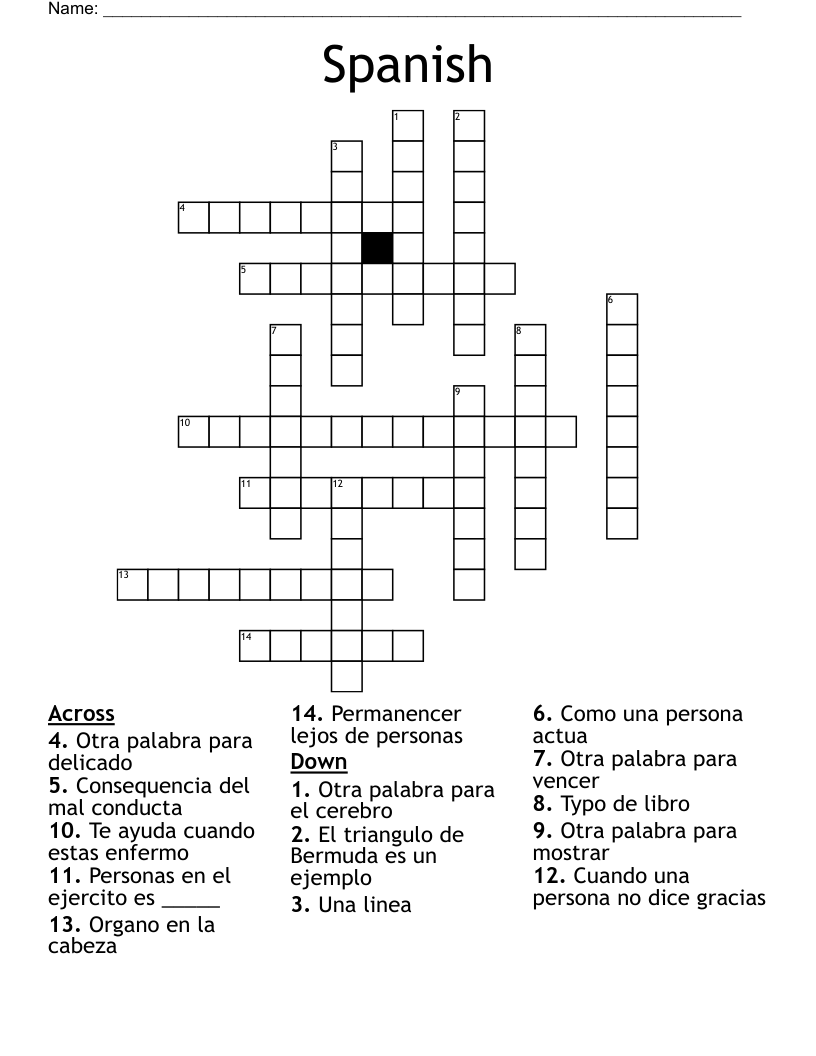 Spanish  Crossword