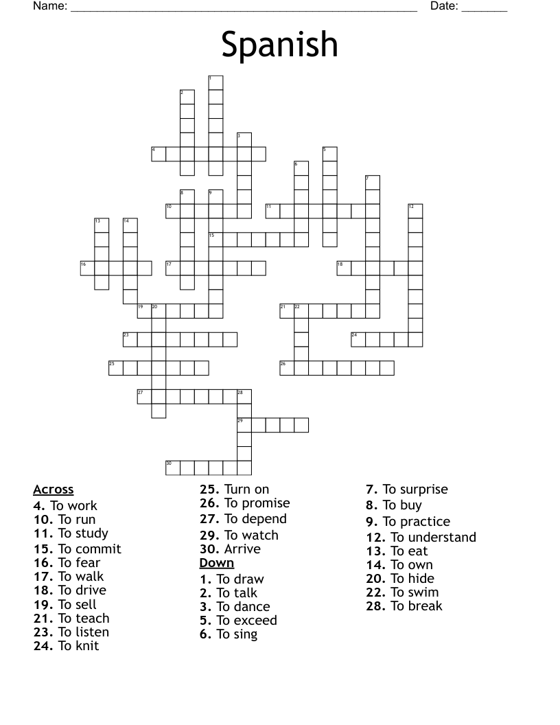 Spanish  Crossword